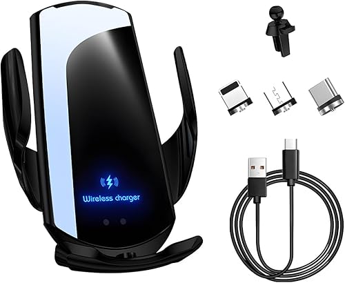 Cargador inalámbrico para automóvil, montaje de ventilación de aire de carga rápida de 15 W, soporte de teléfono de sujeción automática, cargador de
