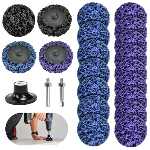 UHETLET 20 PCS Discos de Limpieza Gruesos, Disco CSD de 50 mm para Lijado, Discos Abrasivos para Metal, Pintura y Óxido con 2 Diámetros de Eje, Disco de Limpieza para Taladro y Amoladora Angular