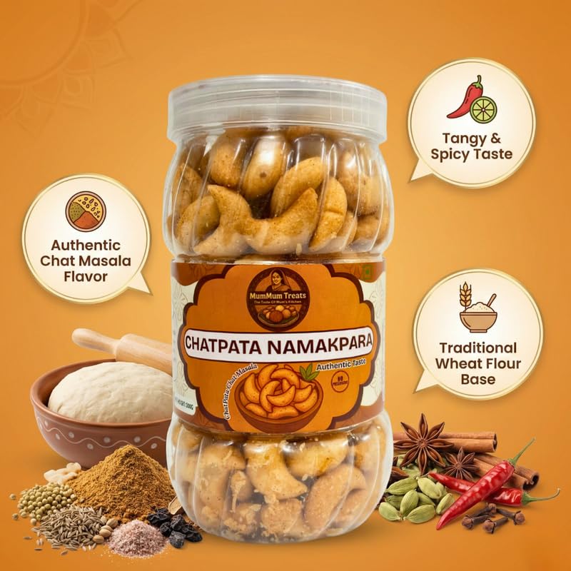 Image of MumMum Treats Chatpata Namakpara 300g | Crispy Spicy Namkeen | Traditional Indian Snack for Tea Time
