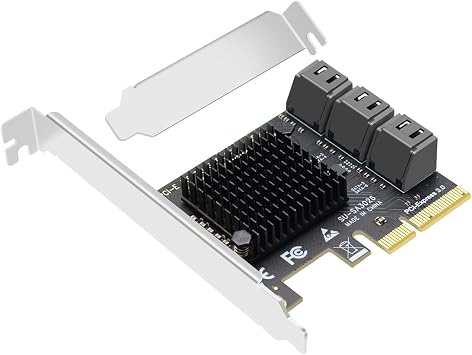 6 Port PCIe X4 to SATA 3.0 Expansion Card, Internal SATA Adapter for Desktop PC, Supports SSD/HDD Bootable System Drives, Plug and Play Driver-Free