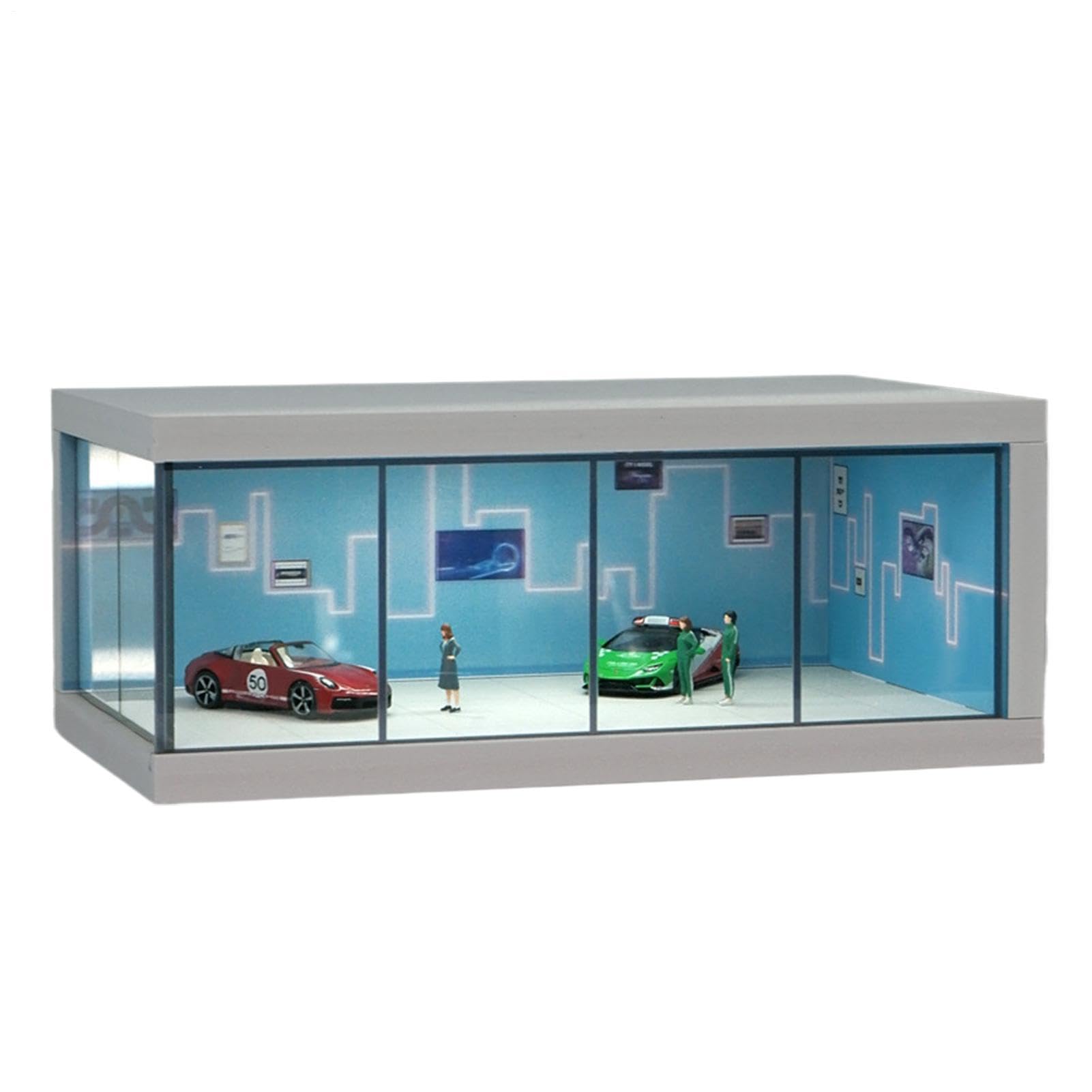 Etui do przechowywania modeli samochodu, pyłoszczelna szafka wystawowa LED, realistyczny organizer na parking, przenośny styl, dla kolekcjonera, możliwość układania w stos, ekspozycja na zabawki, dom