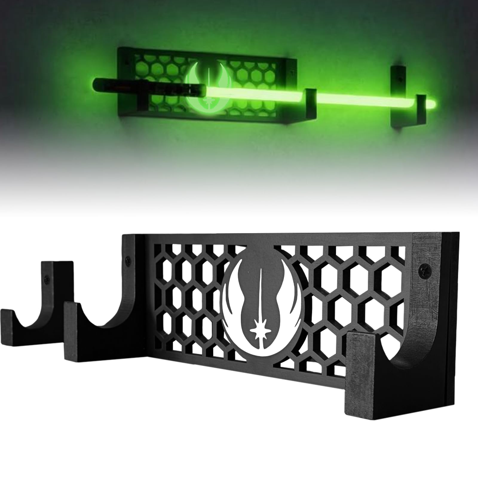 Support mural bois sabre laser présentoir noir horizontal pour salle de jeux