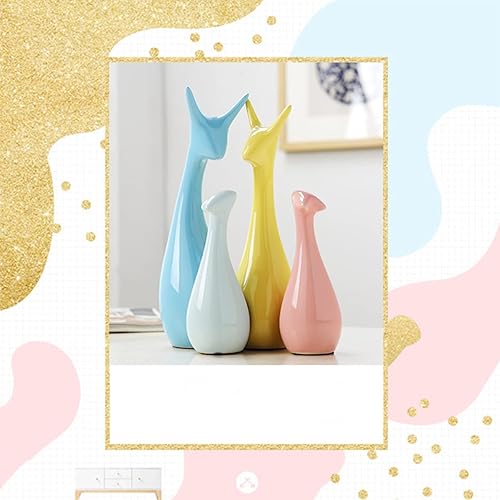 Miniatura 8 de ECYC Adorno de cerámica de animales, cuatro ciervos, familia, manualidades, arte, creativa, estatua, esculturas para decoración de estantería de