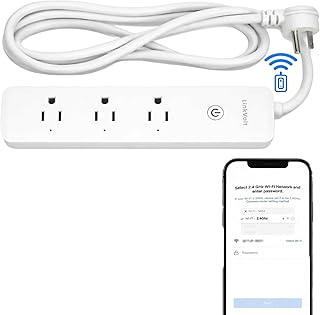 LINKVOLT Smart Power Strip WiFi Surge Protector Alexa Google Home Voice Control Outlet Extender for Home Office 3AC 15A 1875W 2.4GHz Voice Control