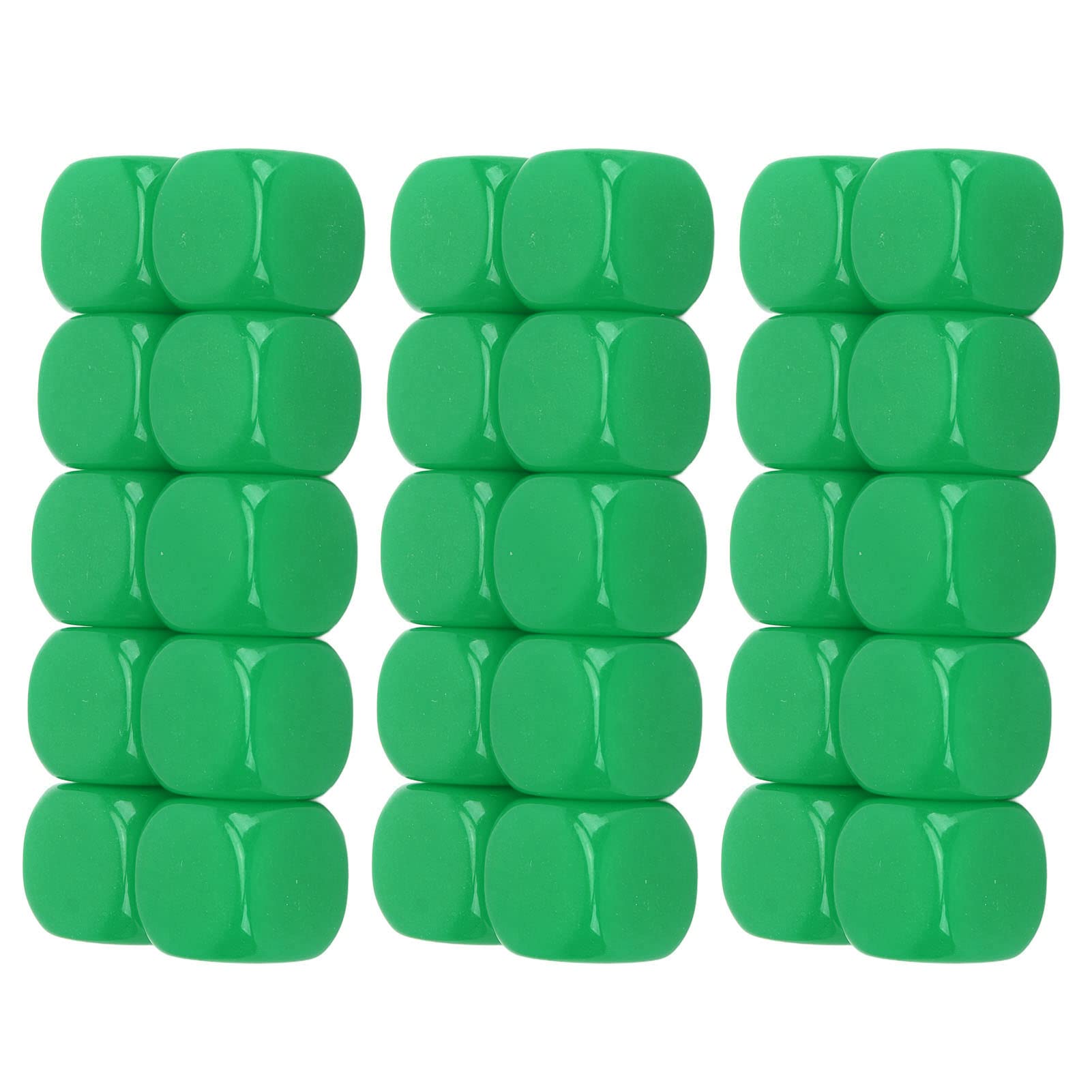 6 Sided Dice Set, 30PCS 16MM Cubes Rounded Blank Dice for Game Party Fun DIY Sticker Math Teaching (Green)