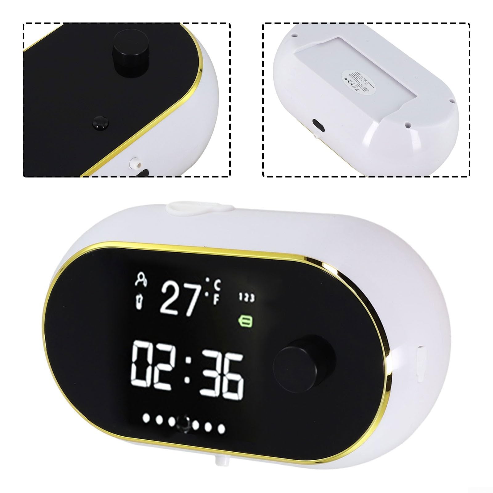 Dispenser automatico di sapone da 450 ml, montaggio a parete senza contatto, con display LCD e temperatura per cucina e bagno (schiuma bianca)