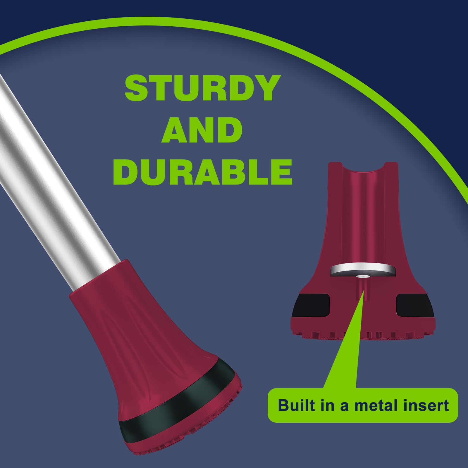 supregear Gommini per Stampelle Antiscivolo (21mm-22mm, x 2 unità), Puntali e Piedini in Gomma Resistente per Tutti Terreni Grip Estremo Tappo per Piedi per Canne, Stampelle e Bastoni, Rosso