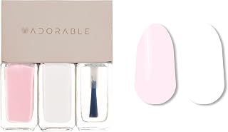 Water-Based Halal Vegan Nail Polish 3pc Set – English Rose Pink & Milky White + Clear Top Coat | Breathable, Non-Toxic, Cruelty-Free Nail Polish Gift Set, 0.51 fl oz