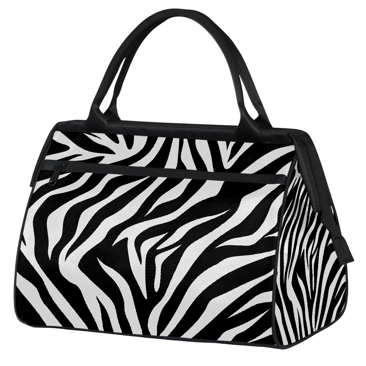 Borsa da palestra con stampa zebrata nera bianca per uomo e donna, stampa zebrata animale, da viaggio, sport, borsone impermeabile per il fine settimana borsa da notte leggera da portare a mano