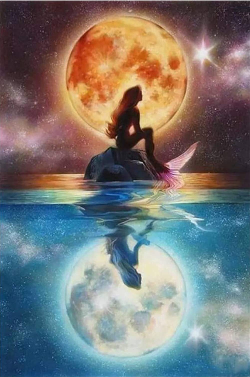 Meecaa Mermaid Diy Oil Painting Kit For Adults: Night Scene, 16X20 Inch, Unframed, Living Room, Bedroom, Lounge