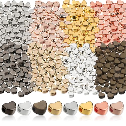 Perlen Herz 800 Stück Kleine Loch Spacer Herzförmigen Perlen Kleinen Herzperlen Zwischenperlen Herz Abstandsperlen für Armbänder
