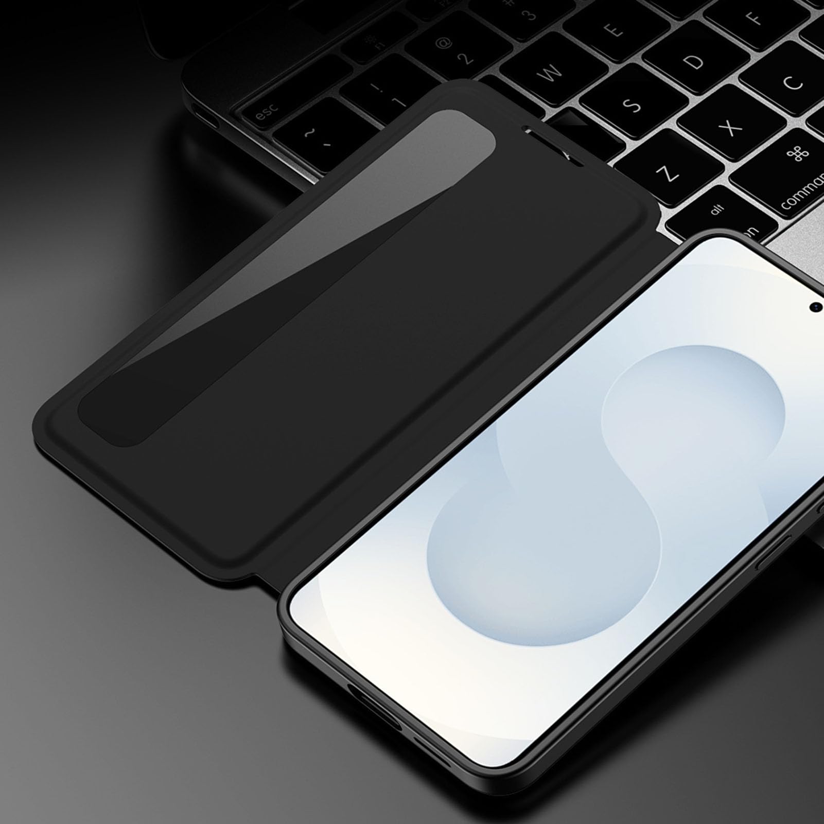 Skórzane etui do Samsung Galaxy S26 Ultra/S26+/S26, widok z boku etui z klapką Smart Wake Cover Business Camera Protection Slim Case, niebieskie, S26+