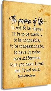 The Purpose of Life By Ralph Waldo Emerson Inspirational Quotes Posters for Wall Decor for Bedroom Art Canvas Print Bathroom Giclee Oil Painting Artwork Wall Pictures Vertical Artwork Picture Gifts (08x12inch(20x30cm),Canvas)