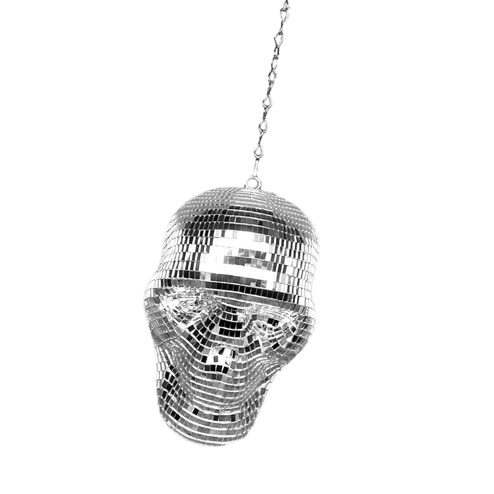 Nucelit Sparkling Discos Human Head Skull Figurine Decors Reflective Skull Ornament Mirrored Hanging Pendants Party Decors Mirrored Centerpieces