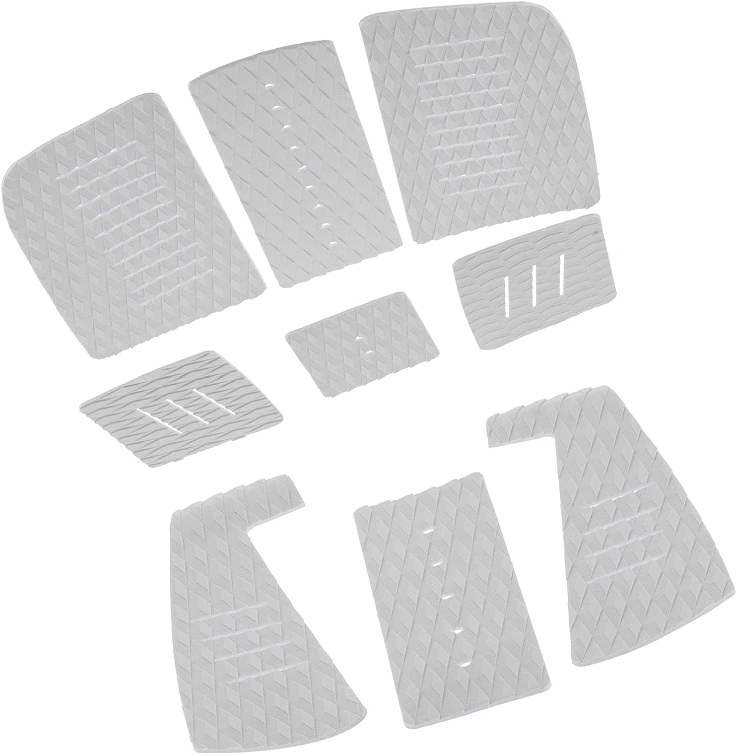 EVA Deck Traction Pad | Secure Grip Surfboard Mat for Longboard/Paddle Board | Water - & Vibration Dampening | 9 - Piece Set (White)