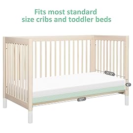 Dourxi Crib Mattress, Dual Sided Comfort Memory Foam Toddler Bed Mattress, Triple-Layer Breathable Premium Baby Mattress for Infant and Toddler w/Removable Outer Cover - White&Green