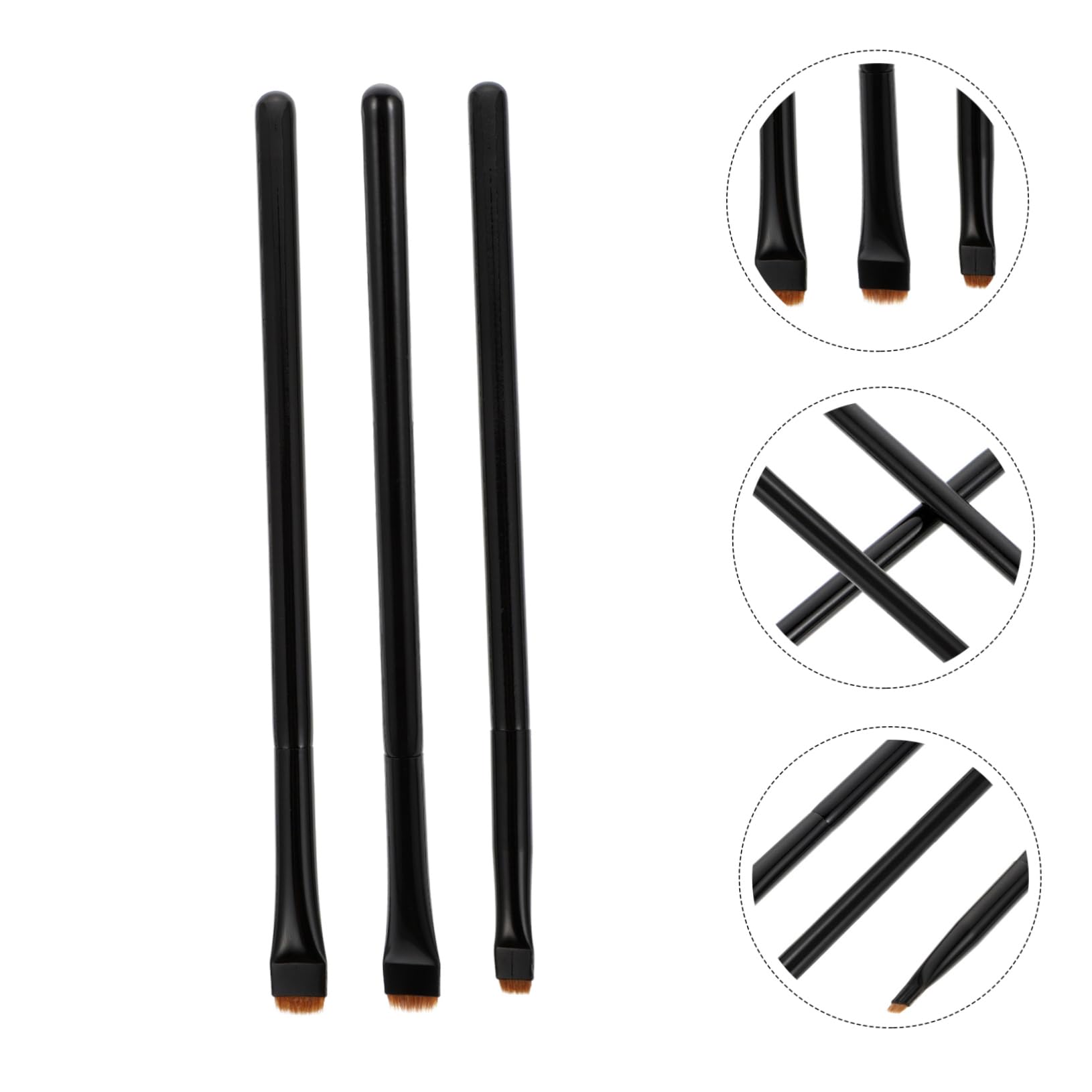 SHERCHPRY 3PCS Eyeliner Brush Set Wooden Handle Cosmetic Brushes for Eye Makeup Suitable for Professionals and Beginners Easy Application and Soft Bristles