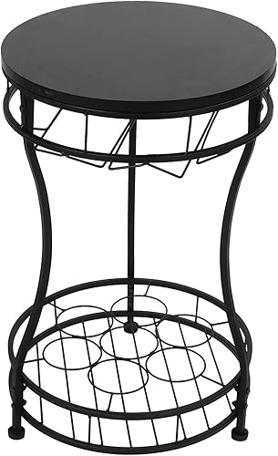 Miniatura 6 de TOPINCN Estante de vino independiente, estante de almacenamiento de vino de metal con soporte para vasos y mesa, organizador de exhibición de vino,