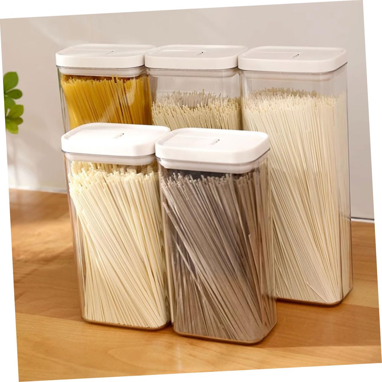 PRETYZOOM 5piezas Contenedor De Pasta Reutilizable Tapa Hermético y Transparente Para Espaguetis y Alimentos Secos Para Cocina y Almacenamiento Organizado