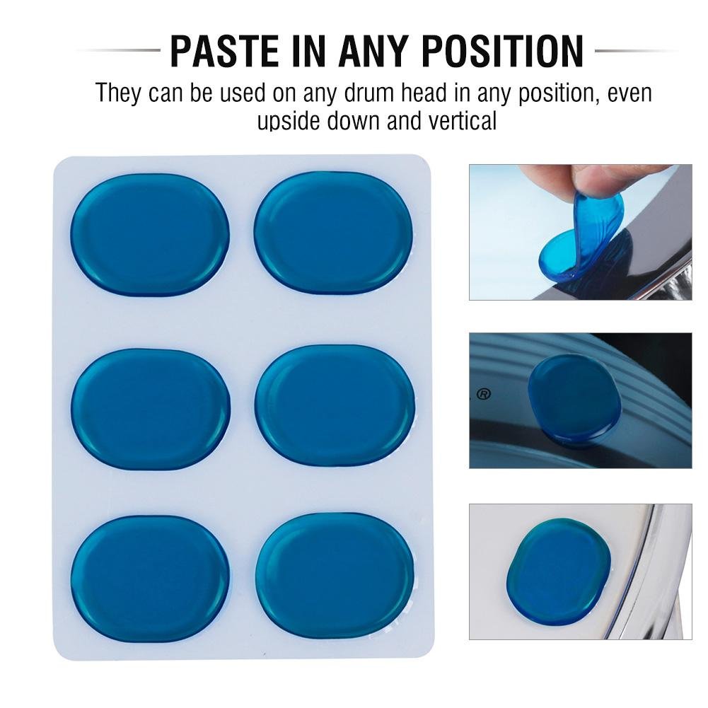 Tbest 6PCS Tambour Amortisseur Gel Pads, Transparent Silice Gel Tambour Silencieux Kit Snare Drum Silencieux Pad Pâte Tambour Amortissement Contrôle