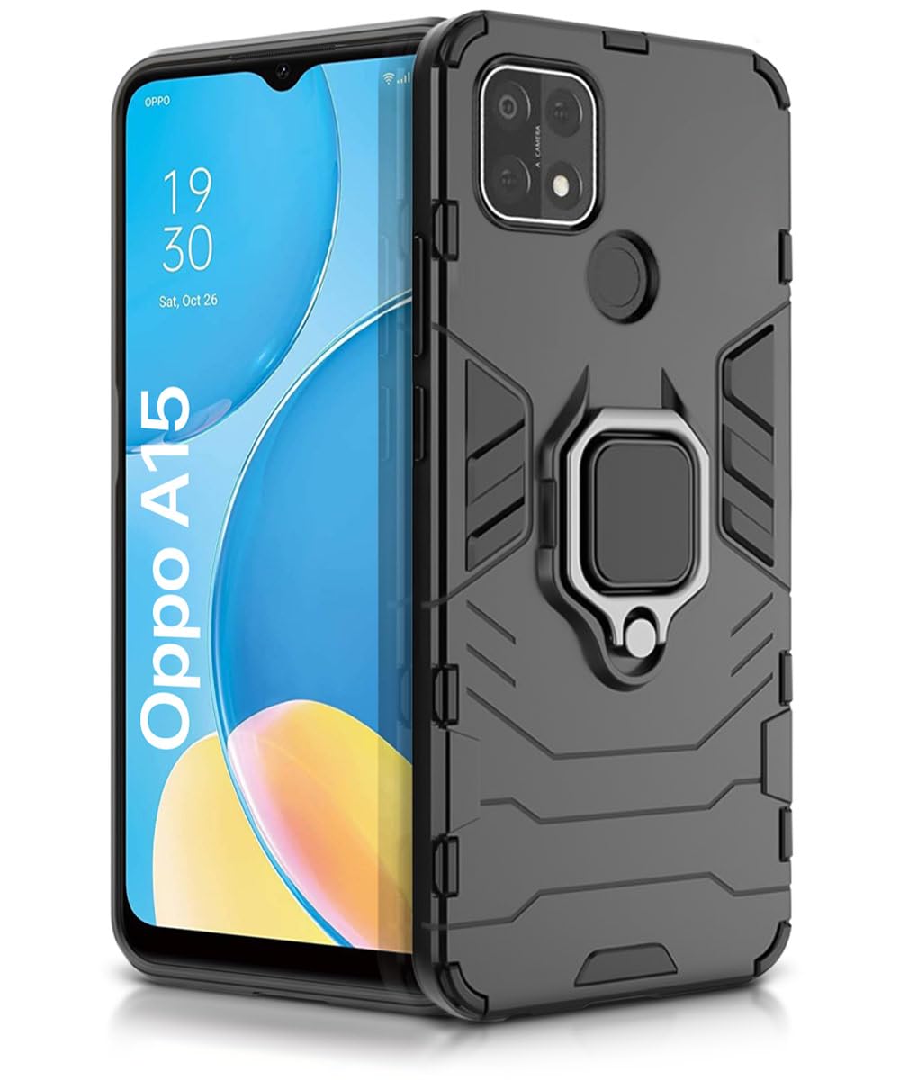 WOW IMAGINE Shock Proof Back Case Mobile Cover for Oppo A15 | Oppo A15s (Armor | Hybrid PC + TPU | Full Protection with Ring Holder Kickstand | Carbon Black) (B09MKS1WZZ) Amazon Price History, Amazon Price Tracker