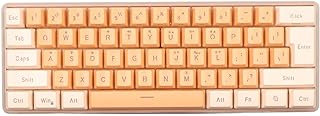 Mini Klavye, Küçük Oyun Klavyesi Oyun Klavyesi Yüzde 60 61 Tuşlu Klavye Kablolu Oyun Klavyesi RGB Taklit Mekanik Teknik Oyuncular Için Kompakt Daktilo (Sarı portakal)