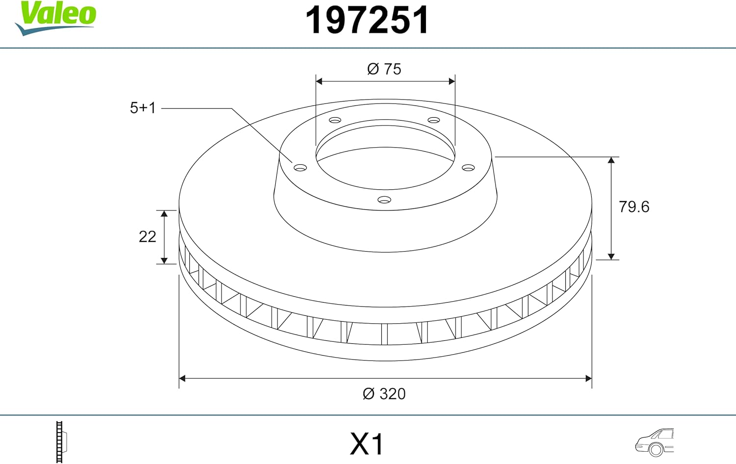 VALEO - Oiled brake disc - 197251 - Box of 1 ventilated disc - Rear axle - Similar to OE design and quality - Valeo, Braking expert since 1923