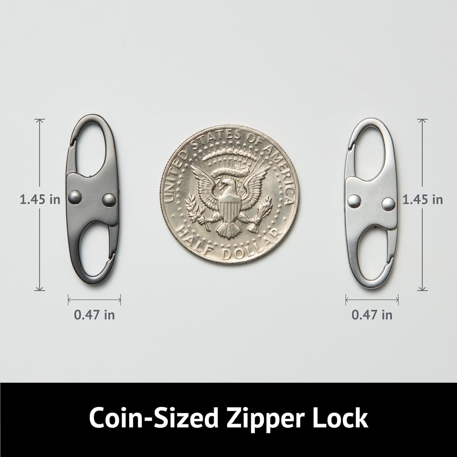 zelin Anti Theft Zipper Clips Double Opening Small Carabiner Clips, 4Pcs Elegant Zinc Alloy Zipper Pull Replacement for Travel, Commuting and Camping (Space Grey)