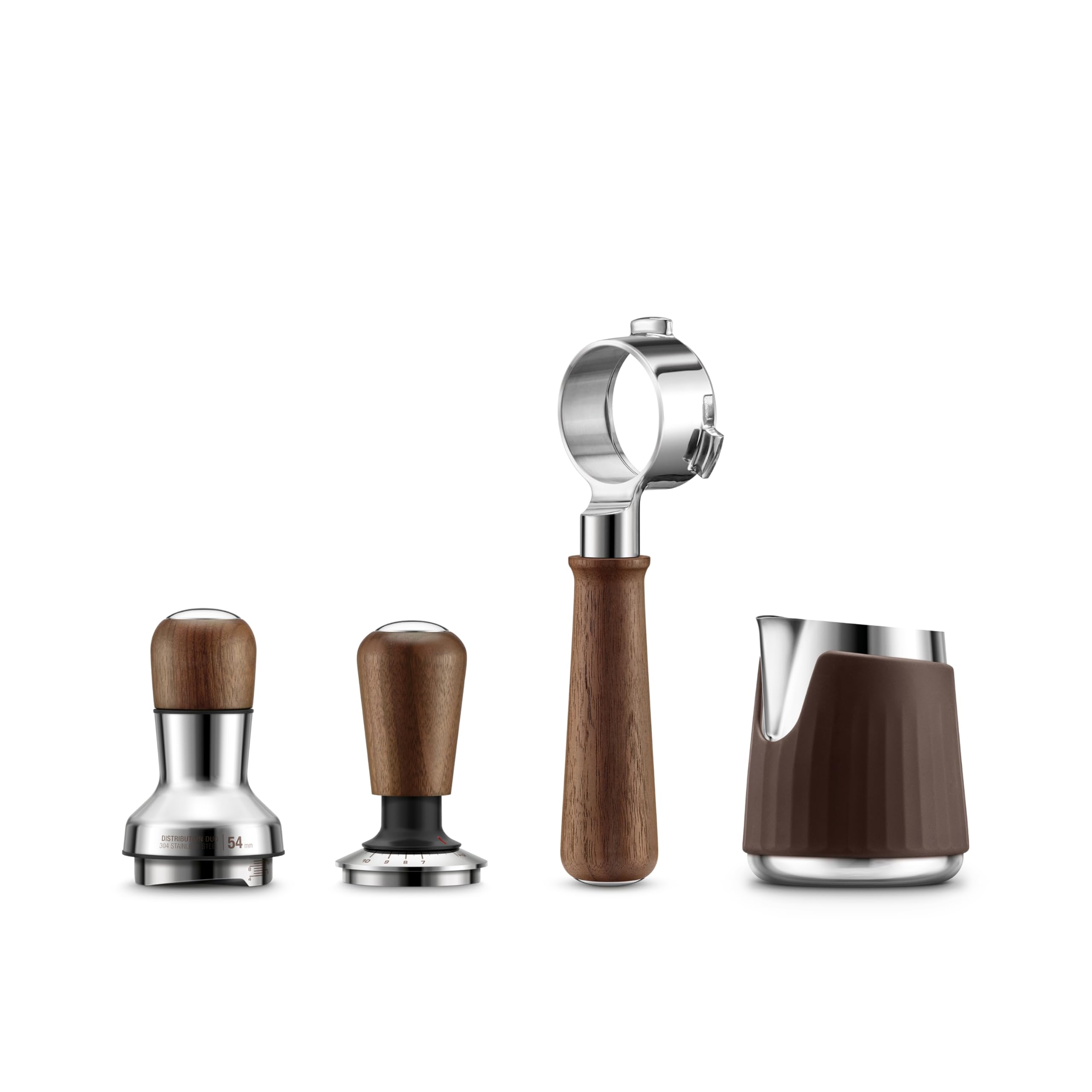 Sage - The Force Gauge Tamper 54mm - Tasseur à Espresso Auto-nivelant, Pression Cohérente, Compatible avec Les Porte-filtres de 54mm - Noyer de Qualité Supérieure