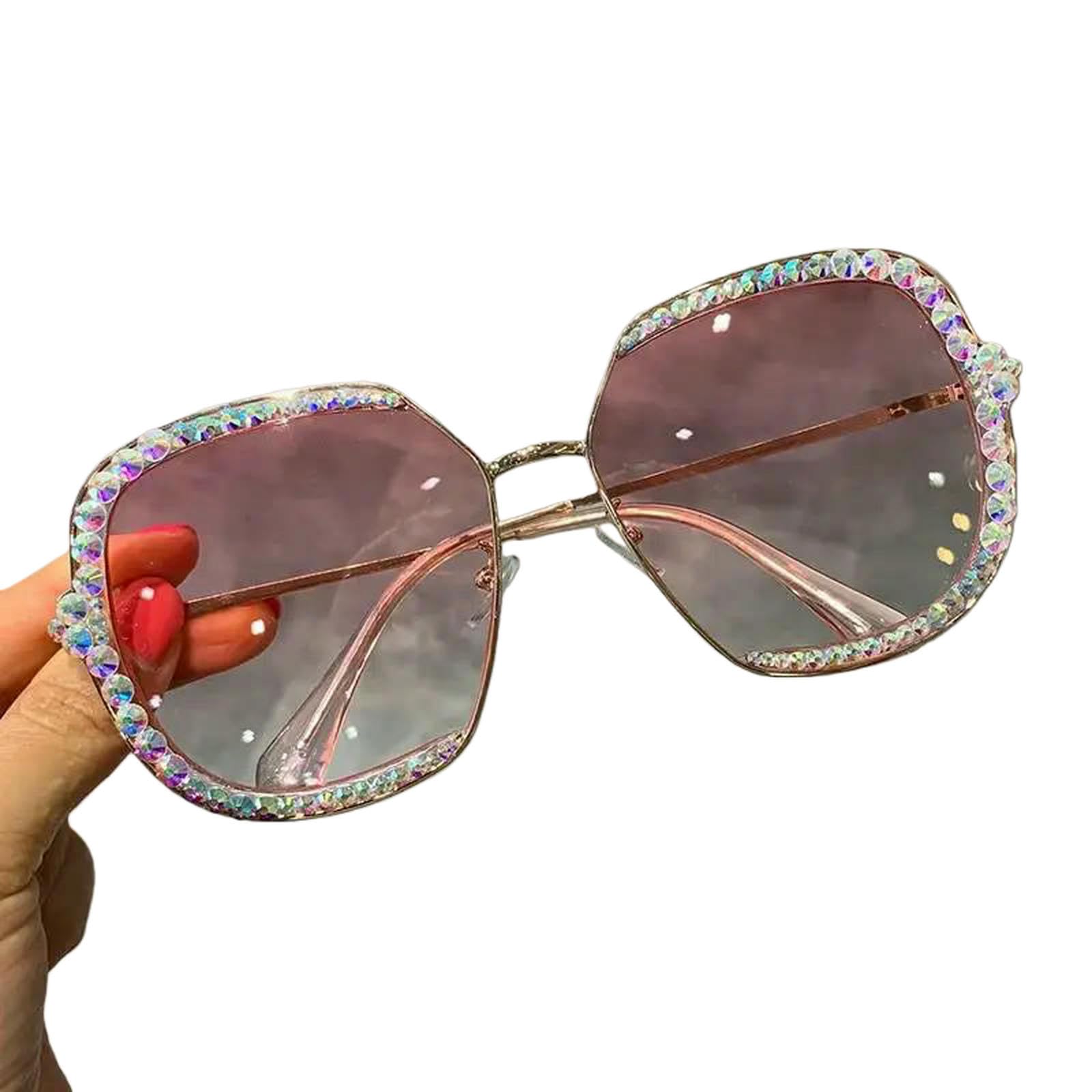 Occhiali da Sole Donna Quadrati Oversize Fatti A Mano Pois-Rosa