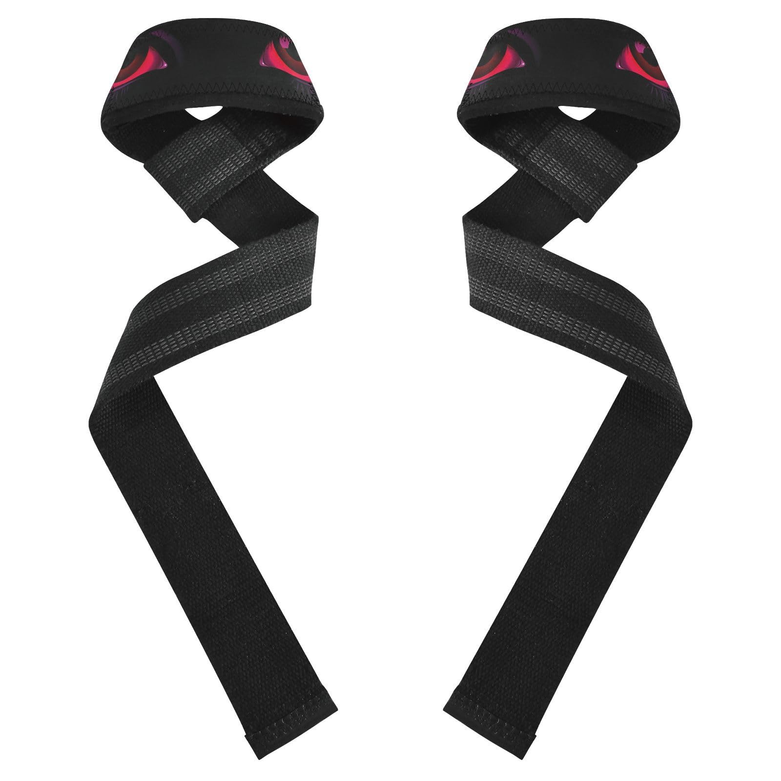 Nander Magic Red Eyes Wrist Straps for Weightlifting,Lifting Straps with Neoprene Cushioned Wrist Padded and Anti-Skid Silicone for Strength Training,Bodybuilding,Deadlifting