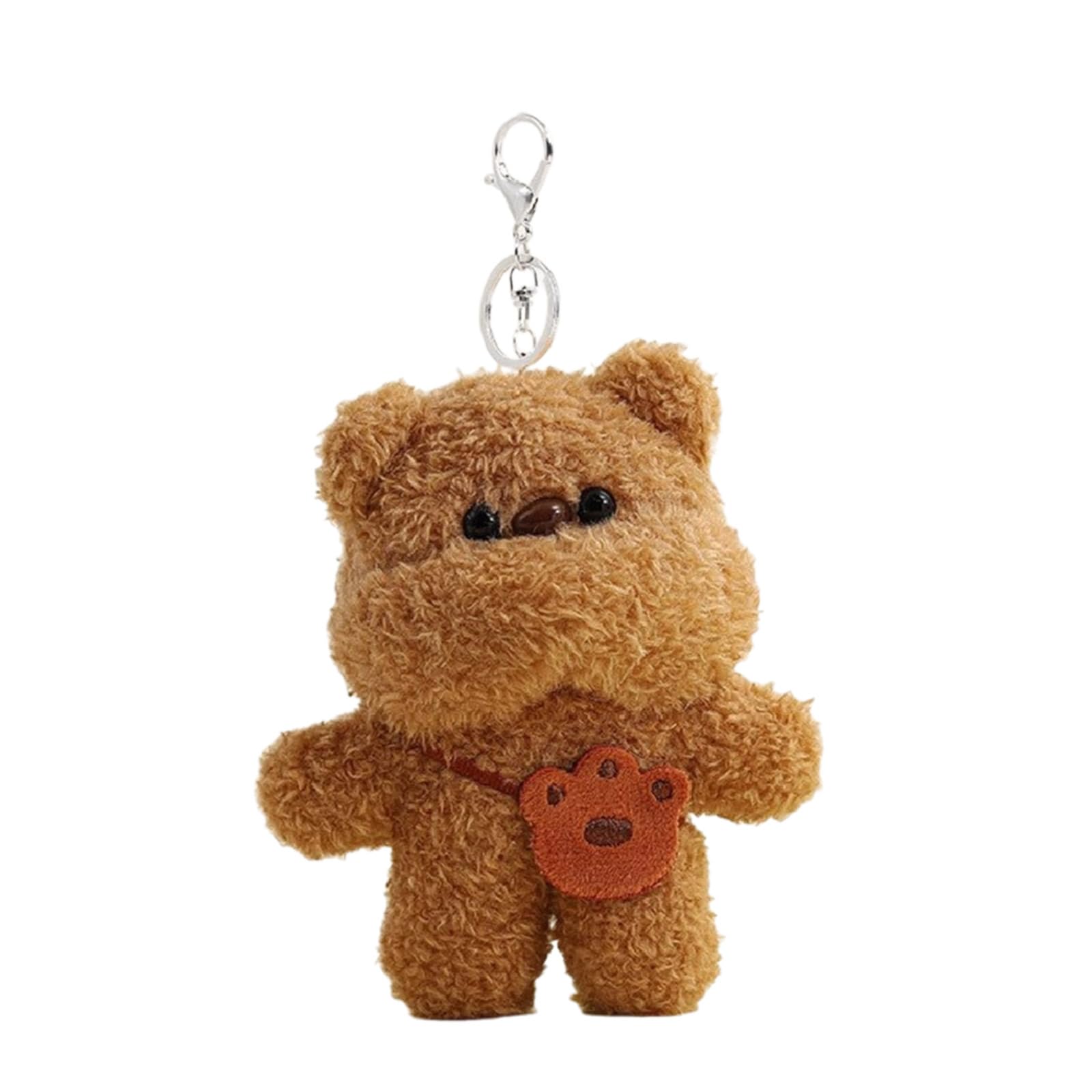 Psdndeww Plush Bear Charm Keychain Soft Stuffed Ornament Keyring Lovely Pendants Decoration For Purse Bag Backpack Handbag