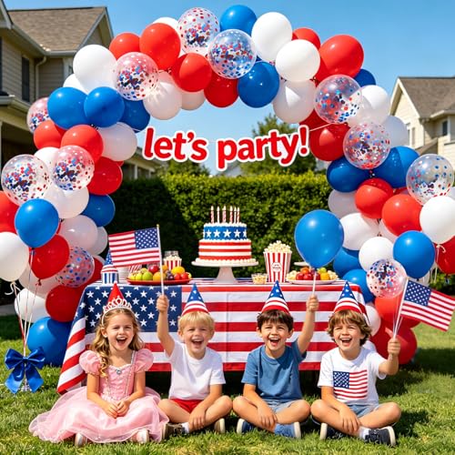 Image of 75pcs Red White and Blue Latex Balloons for 4th of July Decorations Independence Day Patriotic Anniversary 250th Memorial Day