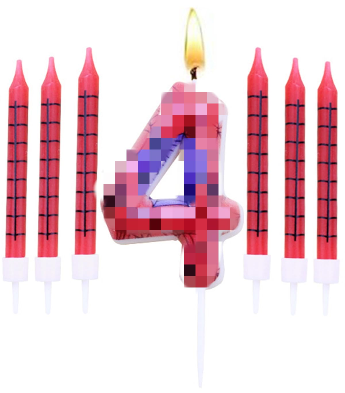 Geburtstagskerzen Set,Geburtstag Zahl Kerzen 4 mit 6Pc Lange