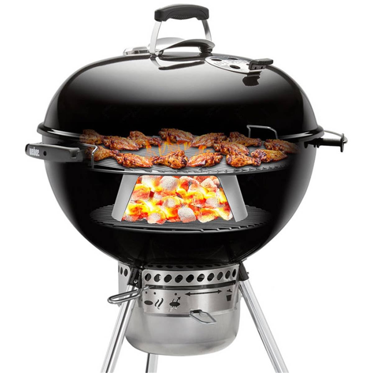 Weber Régulateur de Chaleur de Charbon, pour barbecues à Charbon à partir de Ø 57cm, en Acier Inoxydable, Cuisson Rapide ou Lente, avec Anneau diffuseur - Argent (7666)
