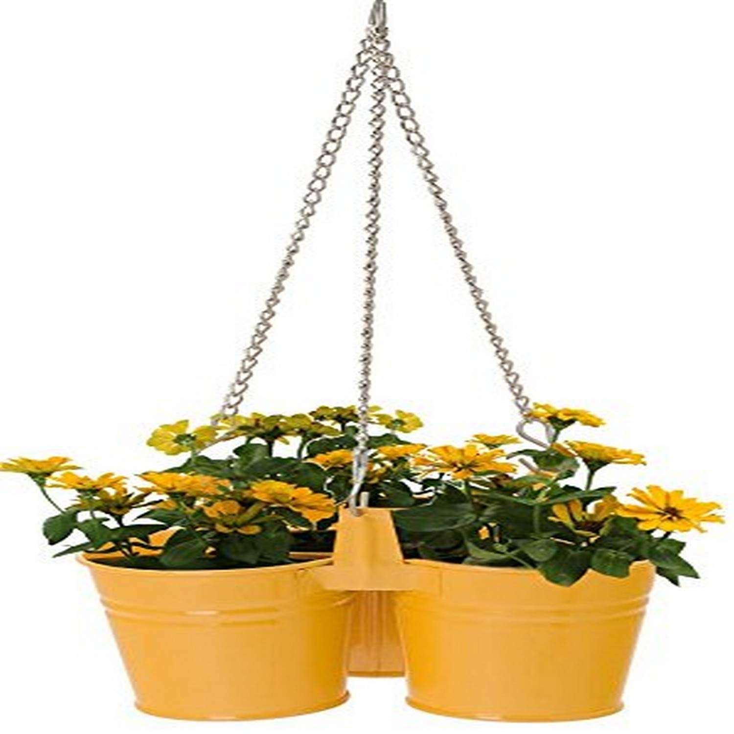 HiT 8117E SAFF Metal Triple Hanging Planter, Saffron