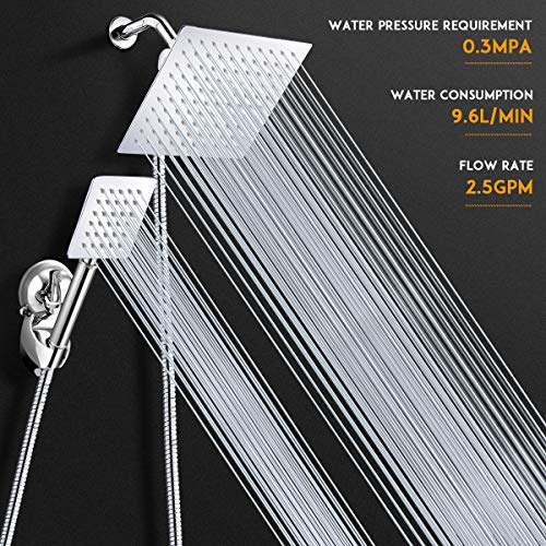 Baban Rainfall Handheld Shower Head Combo, Stainless Steel