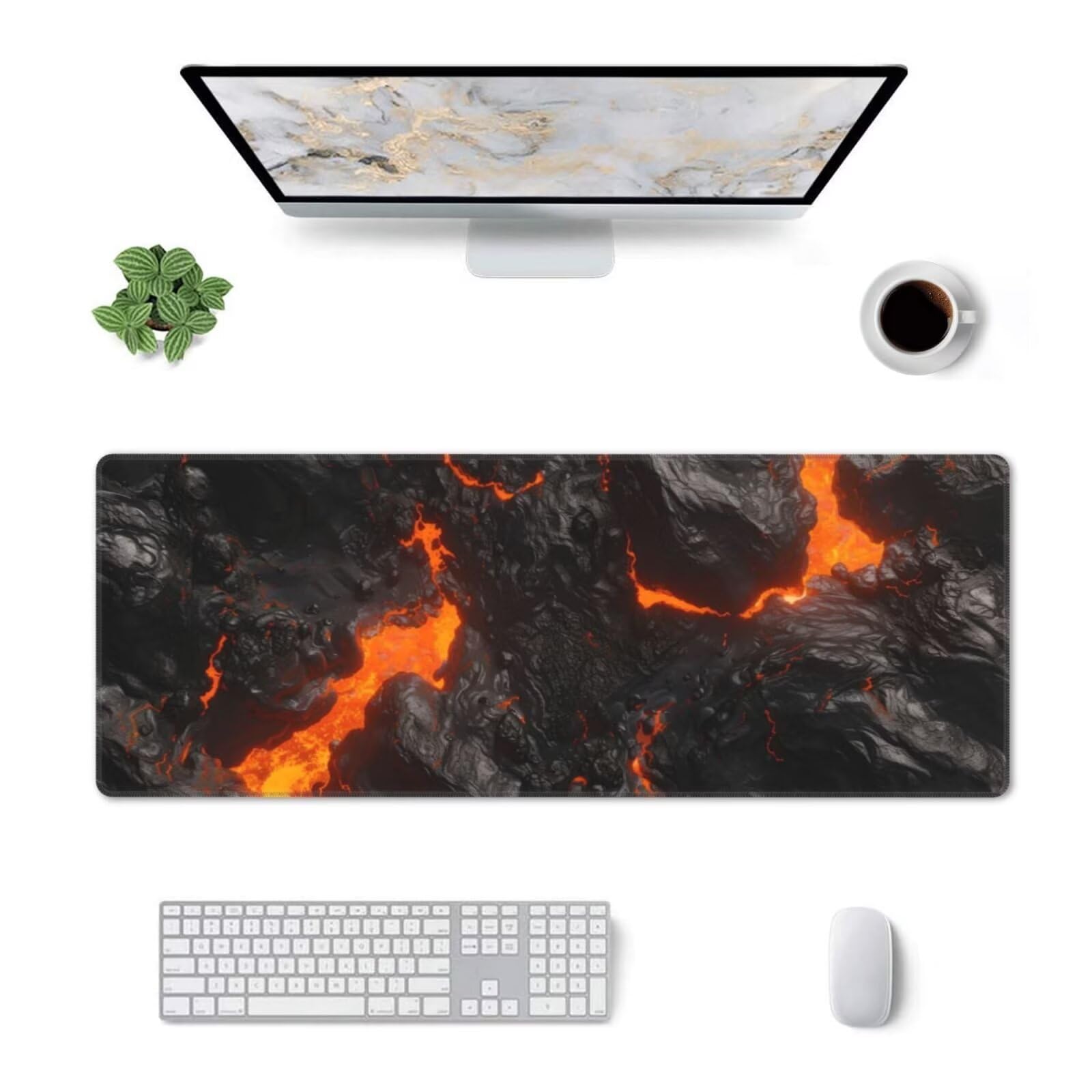 Tappetino Mouse, Tappetino Mouse Gaming Grande XXL 1500x800x3mm Tappetino Scrivania Mouse Pad, Base in Gomma Antiscivolo, Bordi Cuciti,Lavabile, Mousepad per Ufficio e Gaming (Magma) R-708