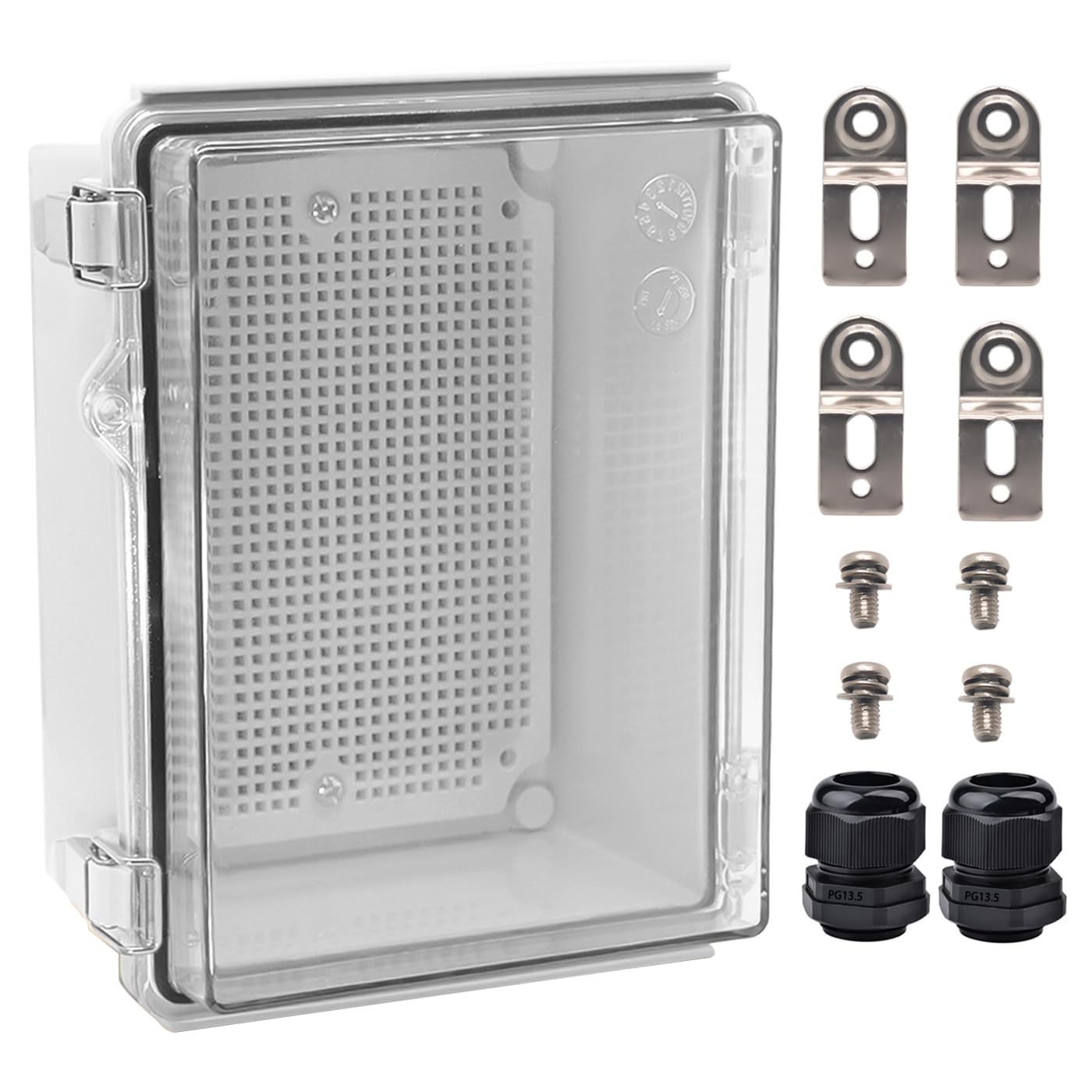Outdoor Waterproof Electrical Box Junction Box Weatherproof IP67 ABS Plastic Enclosure Switch Router Project Box Electronics DIY Enclosure With Mounting Plate Wall Bracket Grey 8.6"x6.6"x4.3" — Amazon image 8