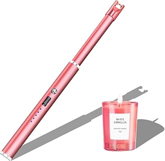 Navpeak Electric Candle Lighter Windproof USB Rechargeable Flameless Long Neck Lighter for Candles Gas Stove Fireplace BBQ Kitchen Grills (Rose Pink)