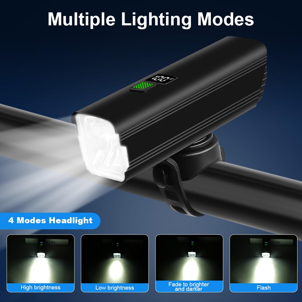 Luci Bicicletta Ainiv LED Ricaricabili - Anteriore 800 Lumen, Impermeabile, Con Power Bank E 6 Modalità - Foto 10