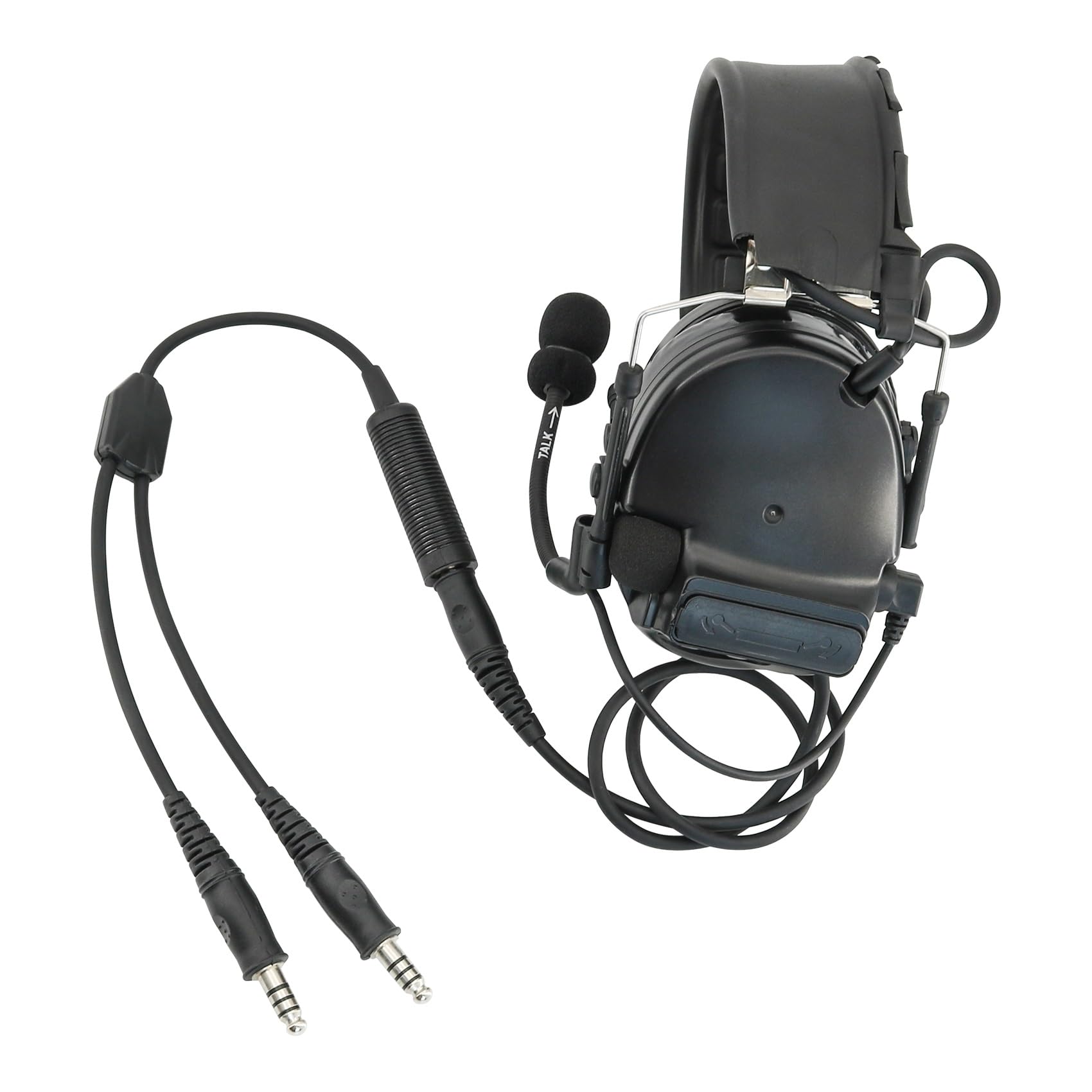 HEARFALCOM Taktyczny adapter do zestawu słuchawkowego jednoprzebiegowy na podwójny kabel kompatybilny z COMTAC SORDIN Tactical Hunting Shooting Headset (BK)