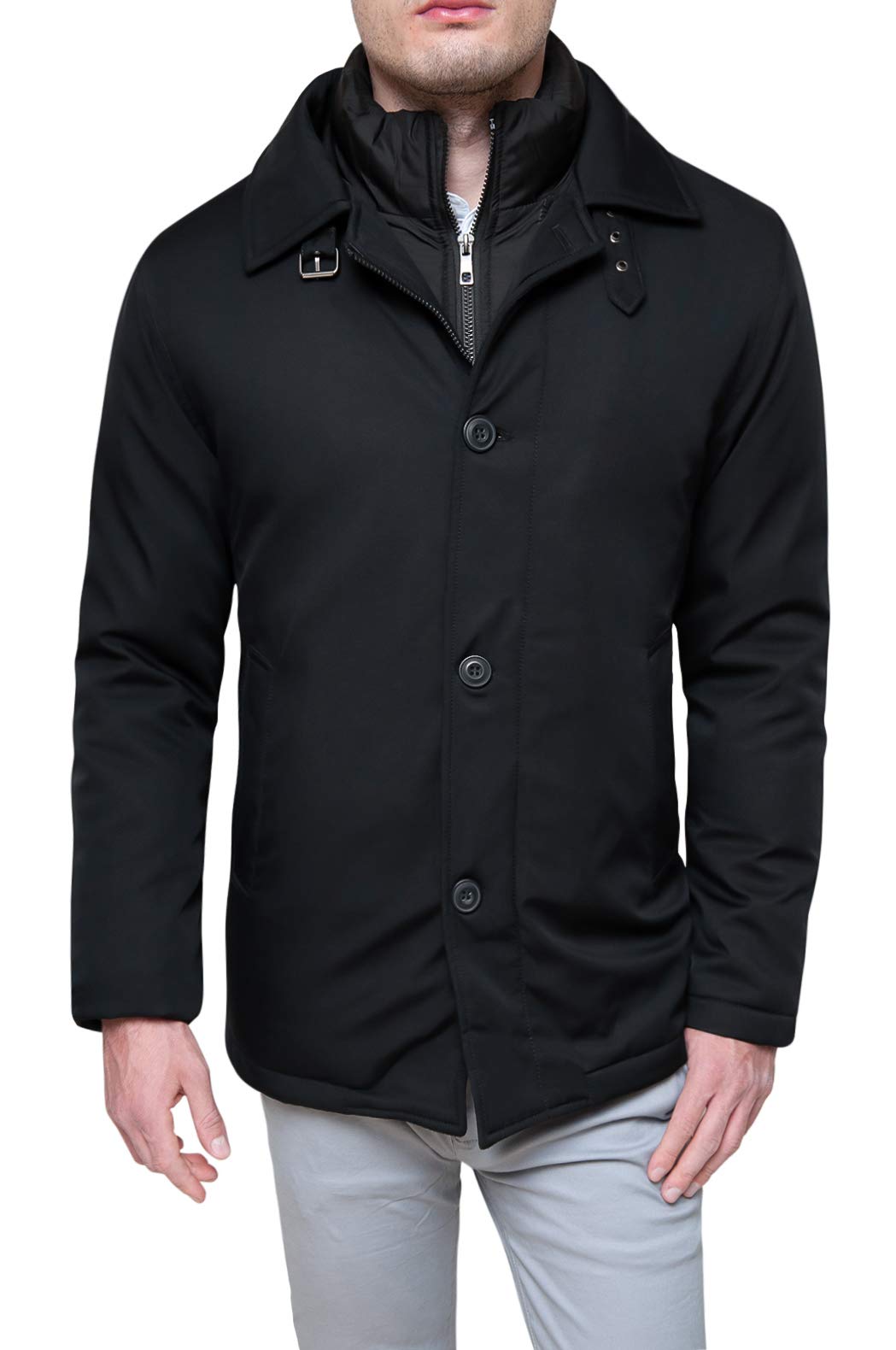 Evoga Giaccone Soprabito Uomo Invernale Elegante Casual Giacca Cappotto con Gilet Interno