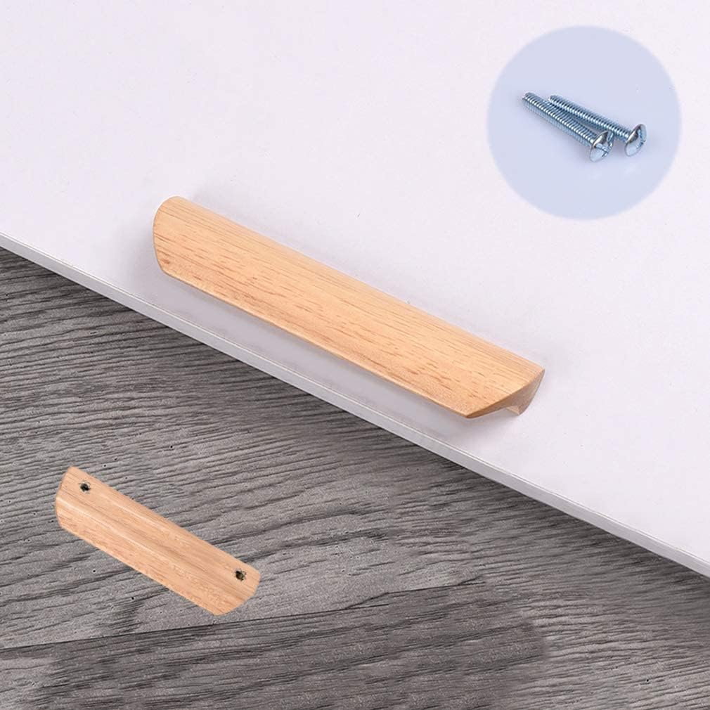 Wood Drawer Knobs Pulls Handles, Wooden Handles,Solid Wood Rubber Semicircular Edge Drawer Handle Furniture Pulls