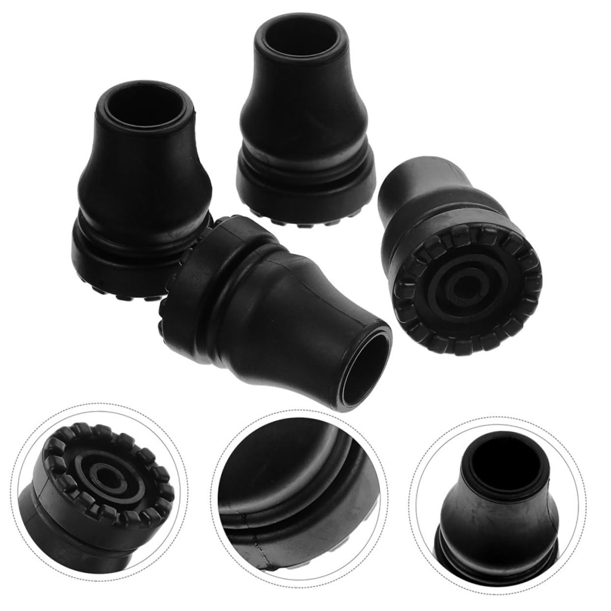 Sosoport 1set Anti-Slip Crutch Foot Pads Walking Stick Climbing Cane Foot Cover Cane Tips Crutch Foot Cover Walking Pole Tips Cane Ends Plastic Crutch Pads Crutches Pads PVC Black 4pcs