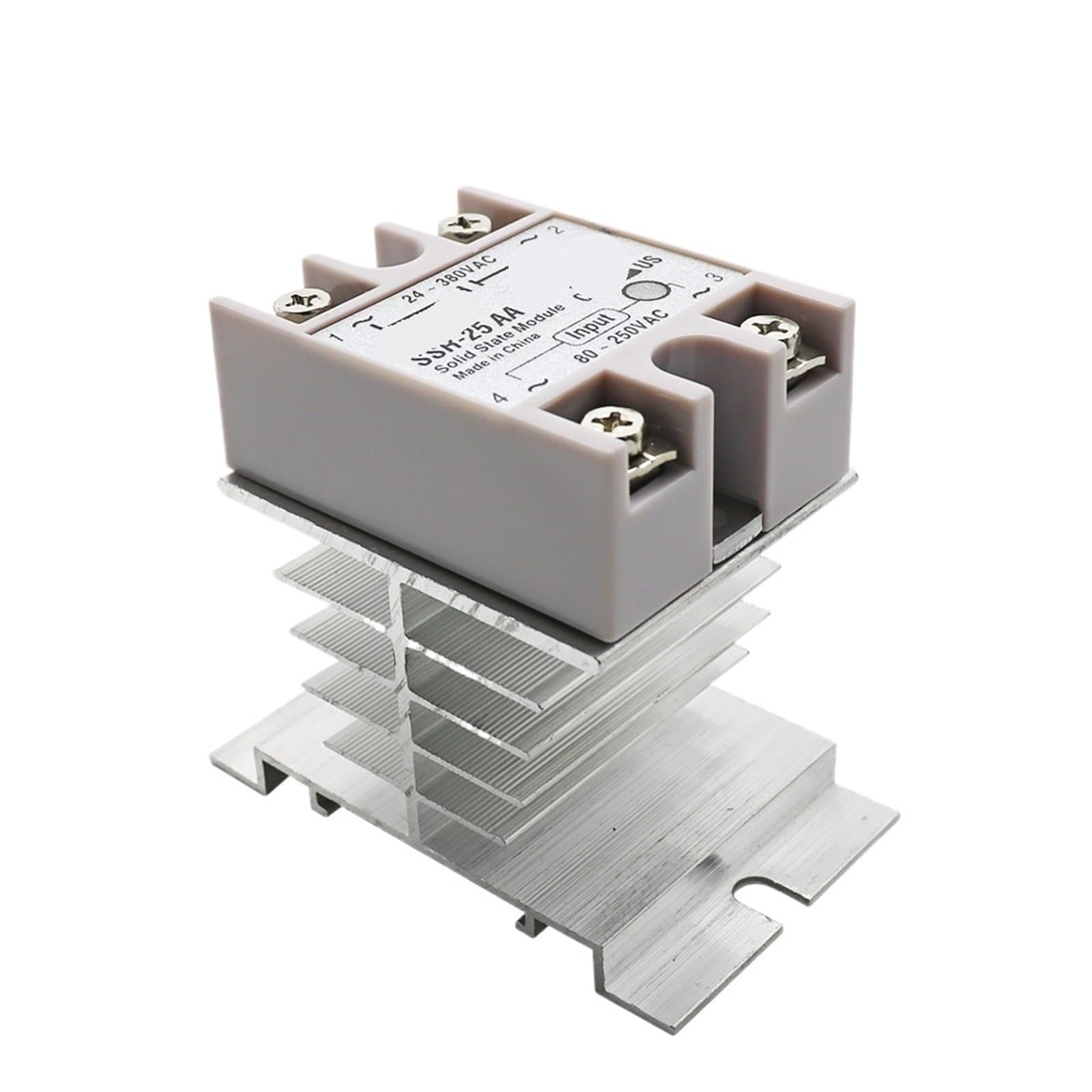 Relais statique SSR avec dissipateur thermique alu monophasé pour montage rail