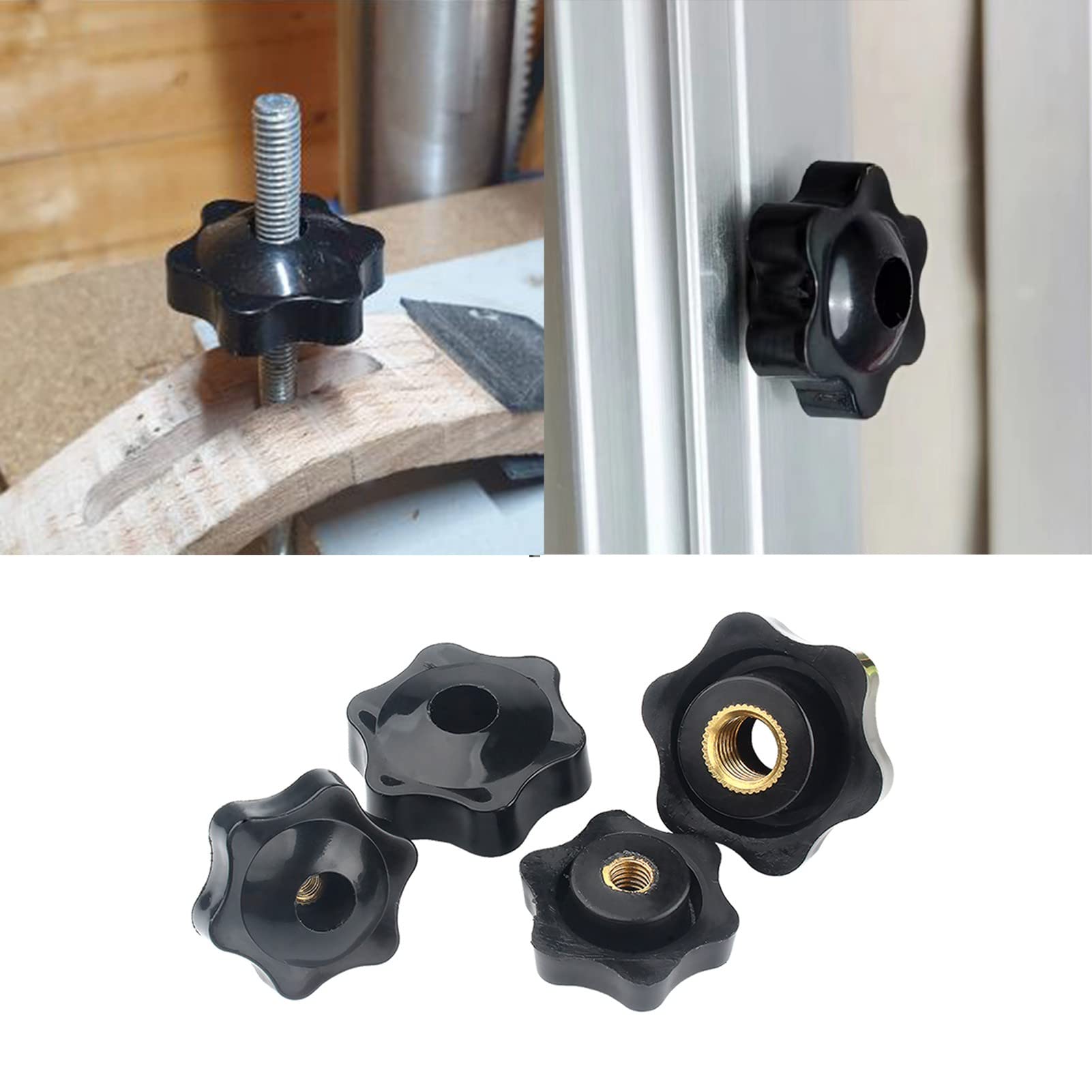 Stella Dadi con manico - 10Pcs Dadi di serraggio Plastica Zigrinato Manopole Attraverso il foro Rame Core Thread interno Esagonale Impugnature Dadi M5 M6 M8 M10