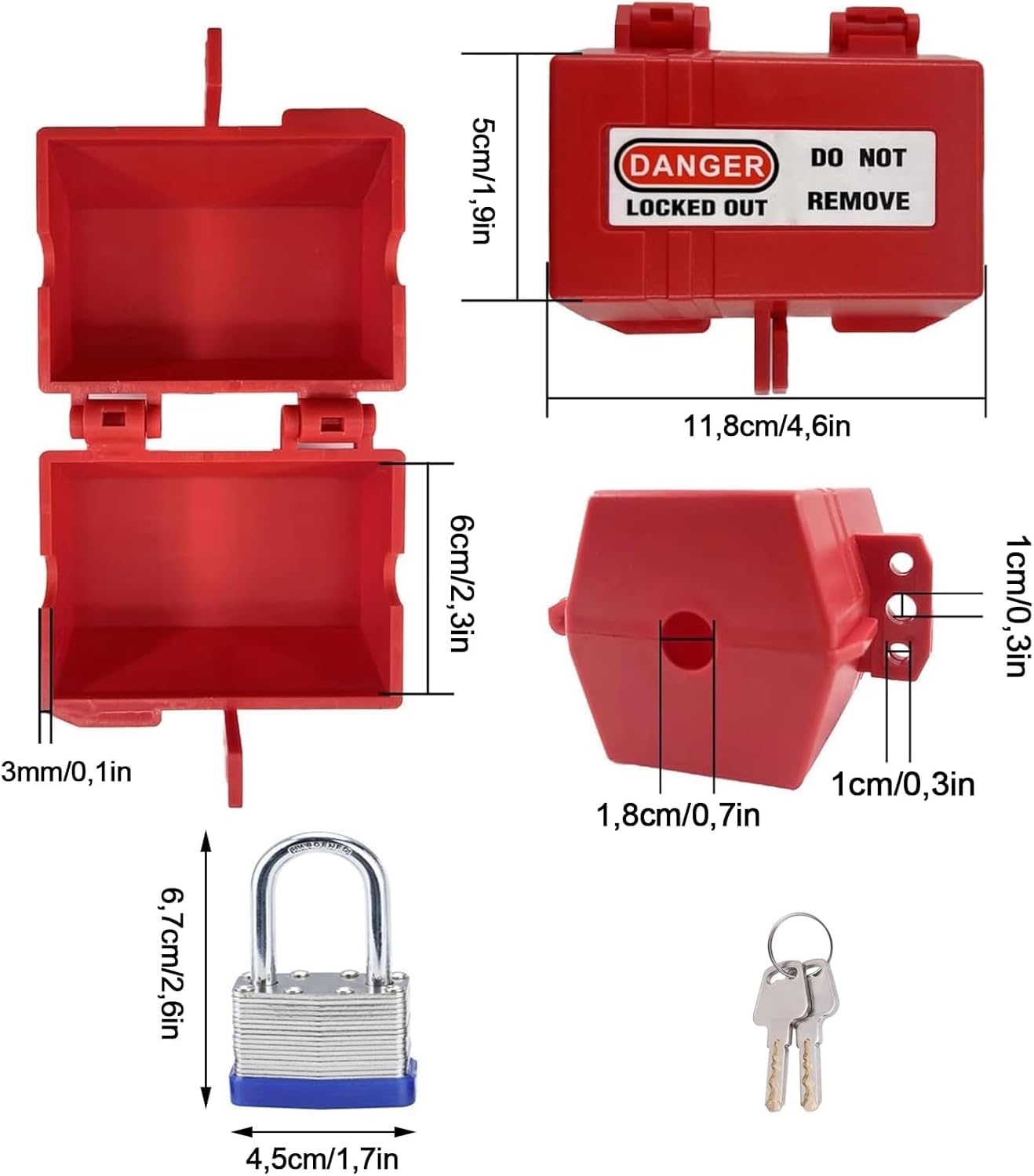 Abschließbare steckdose, Stromstecker Schutzbox, Steckersafe mit Schloss,Steckdosenschloss, für Waschmaschine und Stromkabel, Stecker Tresor abschließbare steckdose
