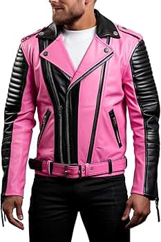 ジャケット・アウター 90s FRANCE-MADE Pink RAM Leather JKT Vintage 1990s Early 2000s Pink Leather Jacket Zip Front