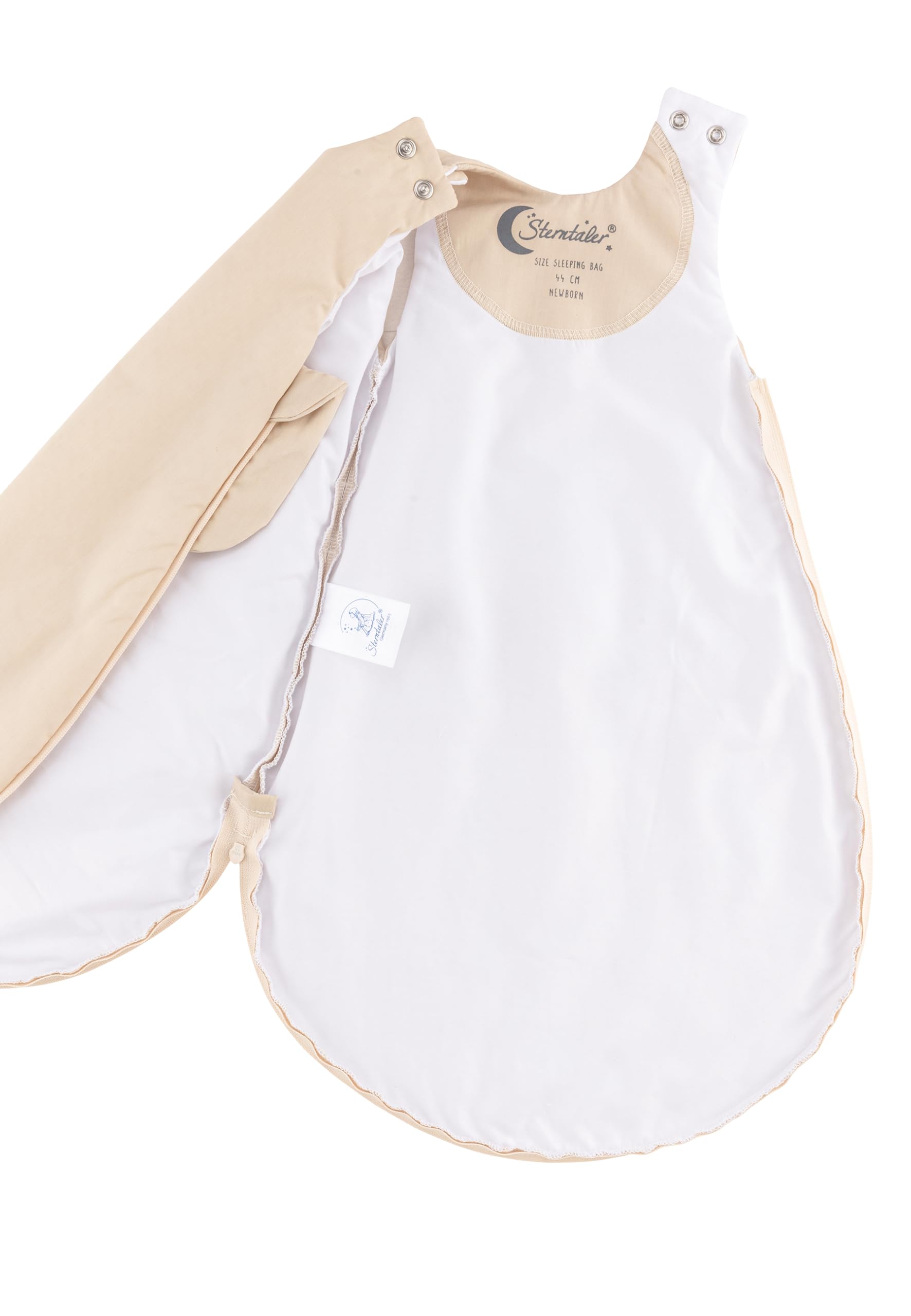 Sterntaler Babyschlafsack 50/56 Bauernhof - Schlafsack leicht wattiert aus weichem Polycotton - mit 2-Wege Reißverschluss & Druckknöpfen an der Schulter, beige